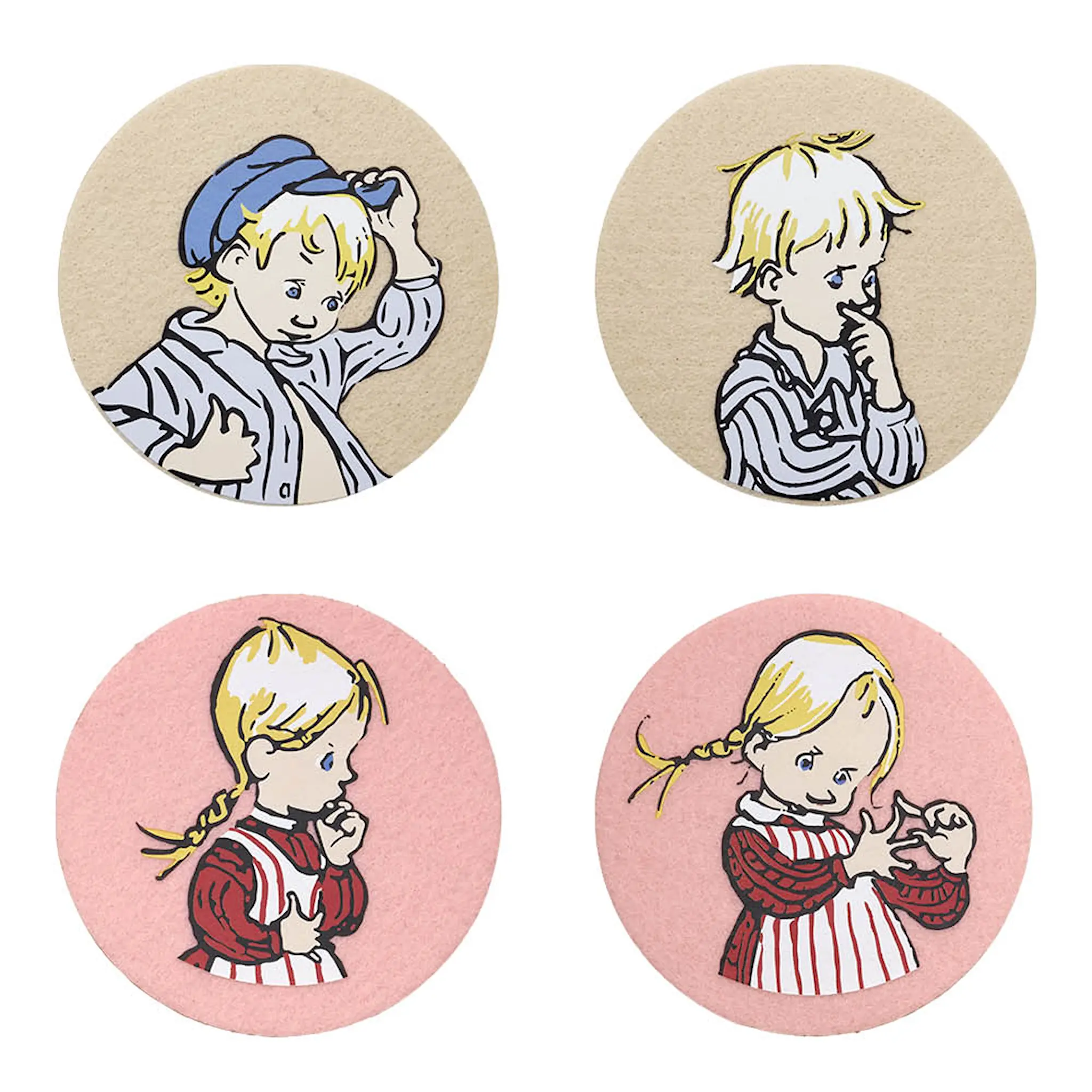 Muurla Emil glasunderlägg Emil & Ida 4-pack beige/rosa