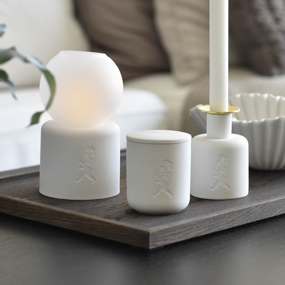 SOLSTICKAN Keramikljusstake 10×7 cm vit