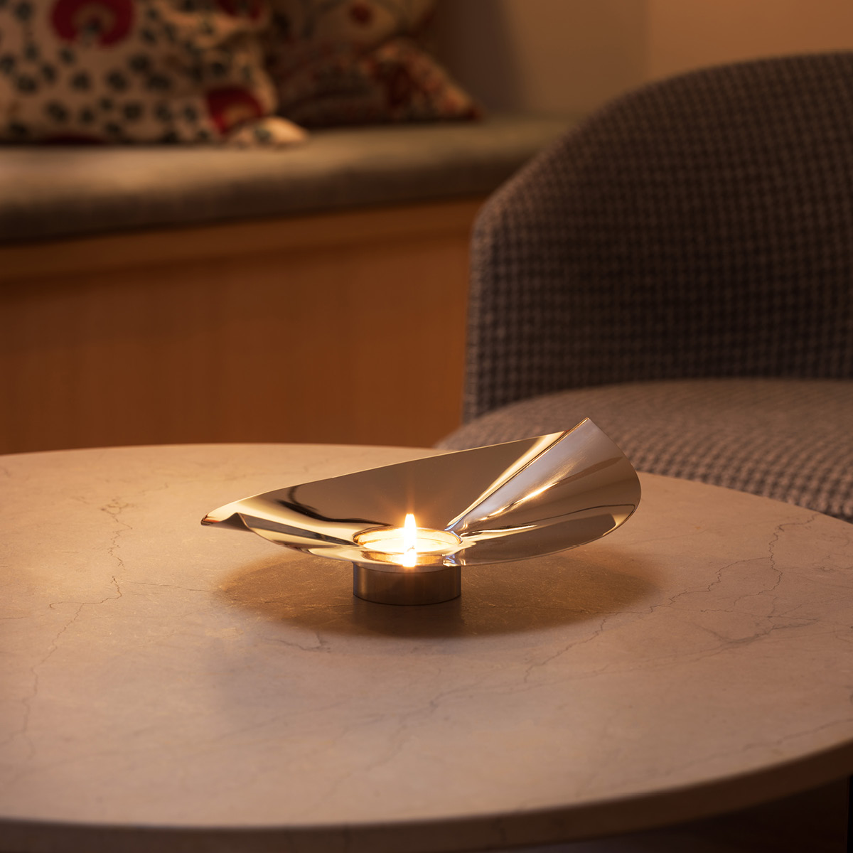 Klong Löv vase/lysestake 24,5x22,5 cm stål