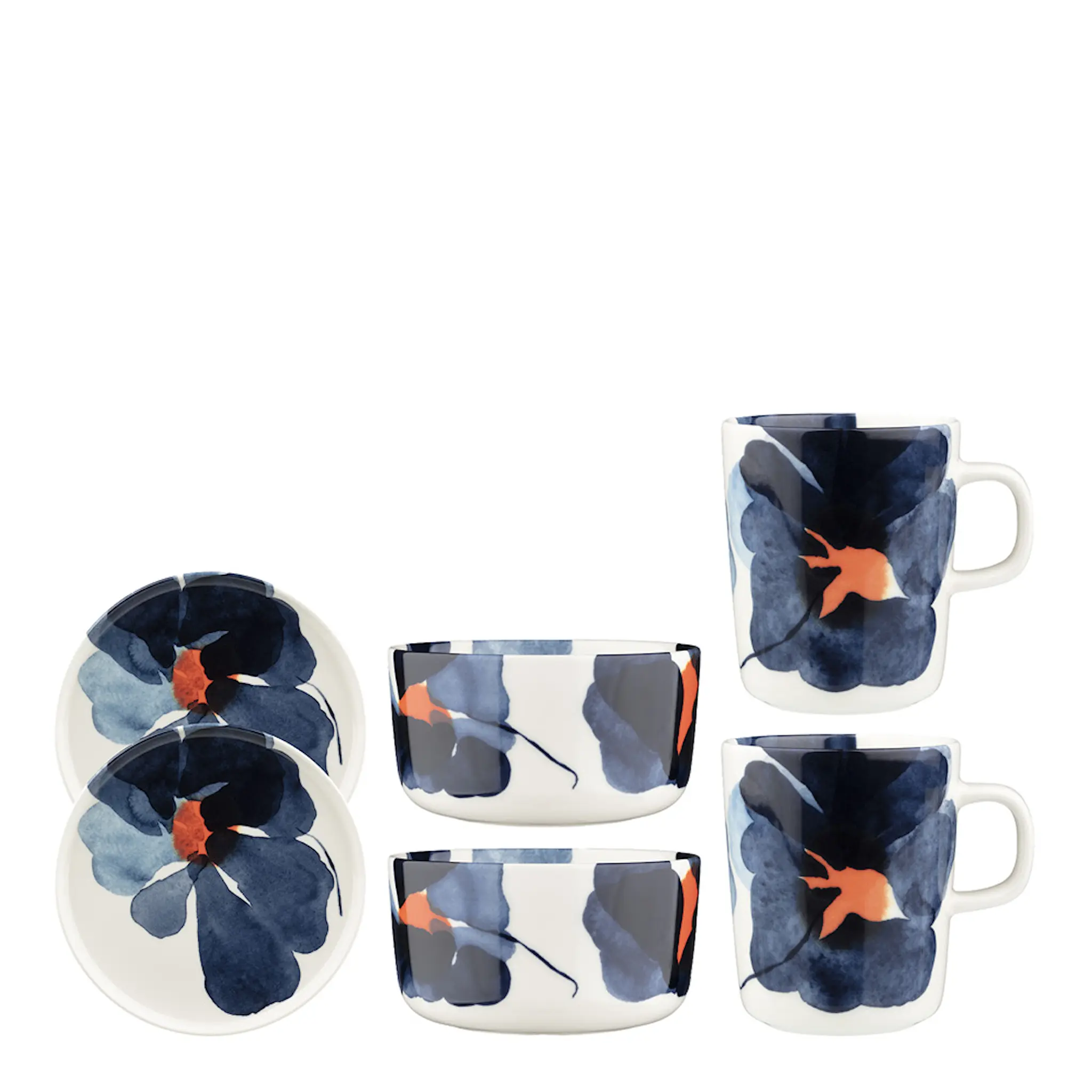 Marimekko Valssi frukostset 6 delar vit/blå/orange