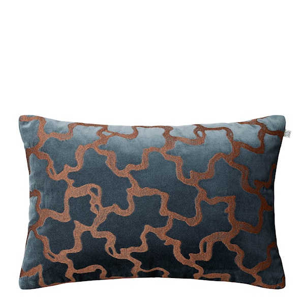 Chand kuddfodral sammet 40x60 cm Sea Blue/Cognac