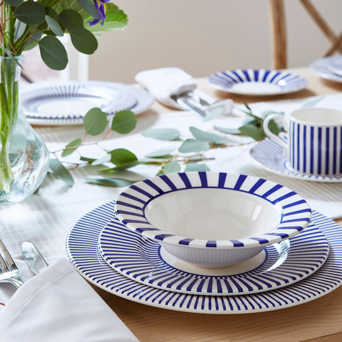 Spode Steccato skål 19 cm koboltblå