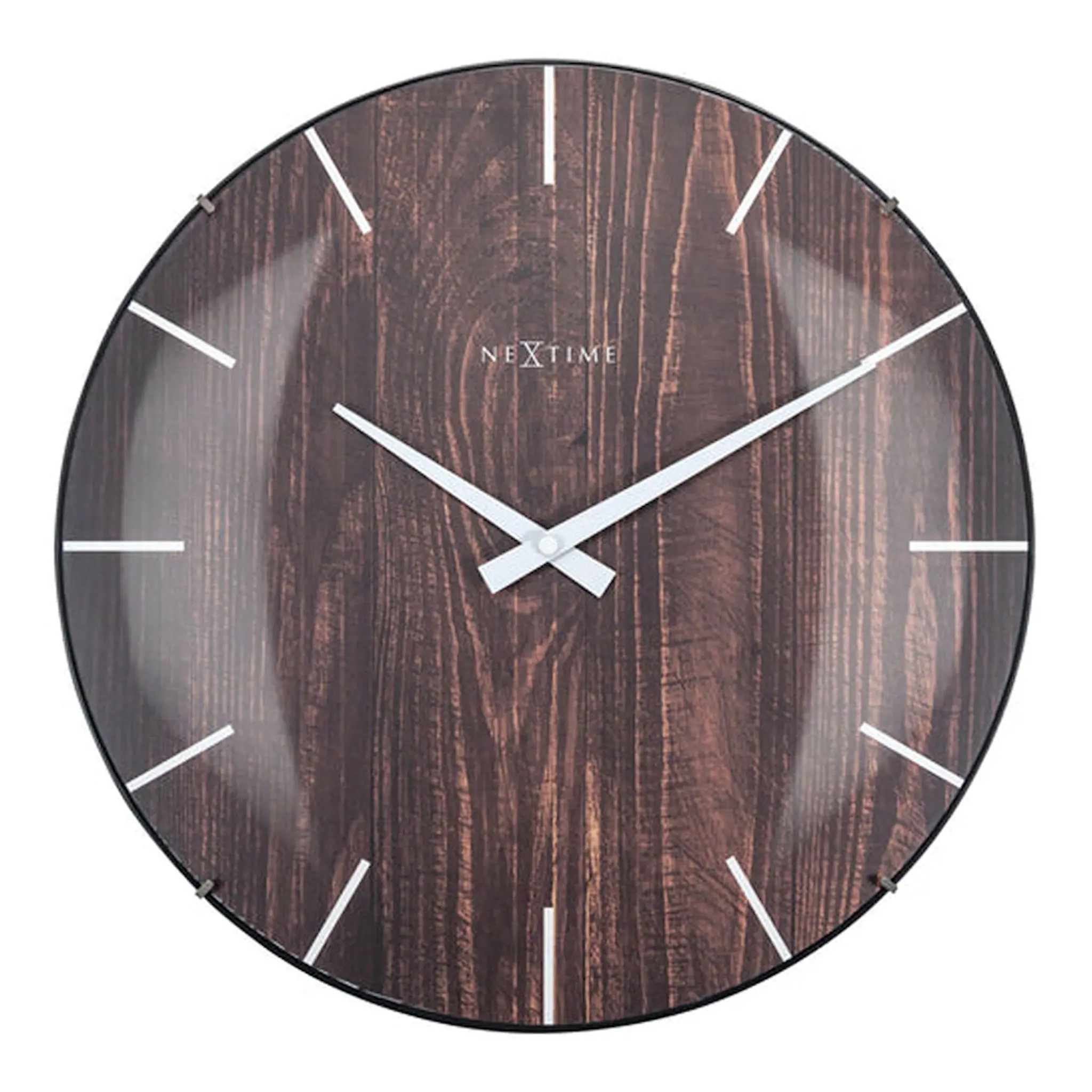 NeXtime Edge Wood Dome väggklocka 35 cm mörkbrun