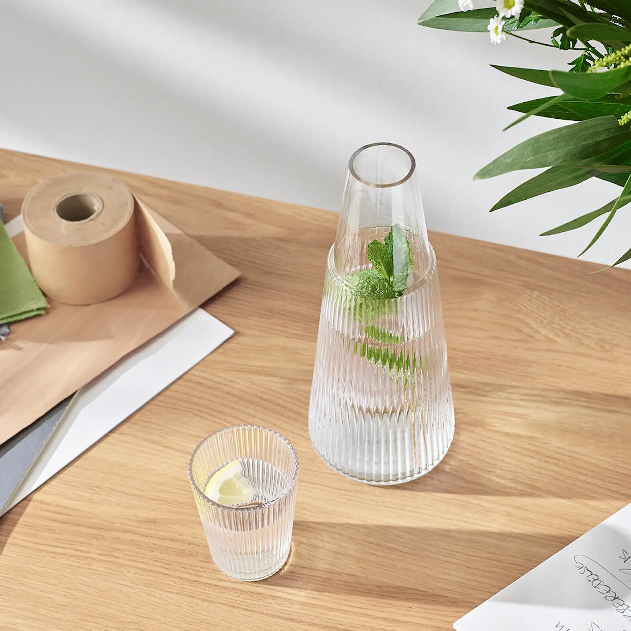 Stelton Pilastro karaffel med glass 1L clear