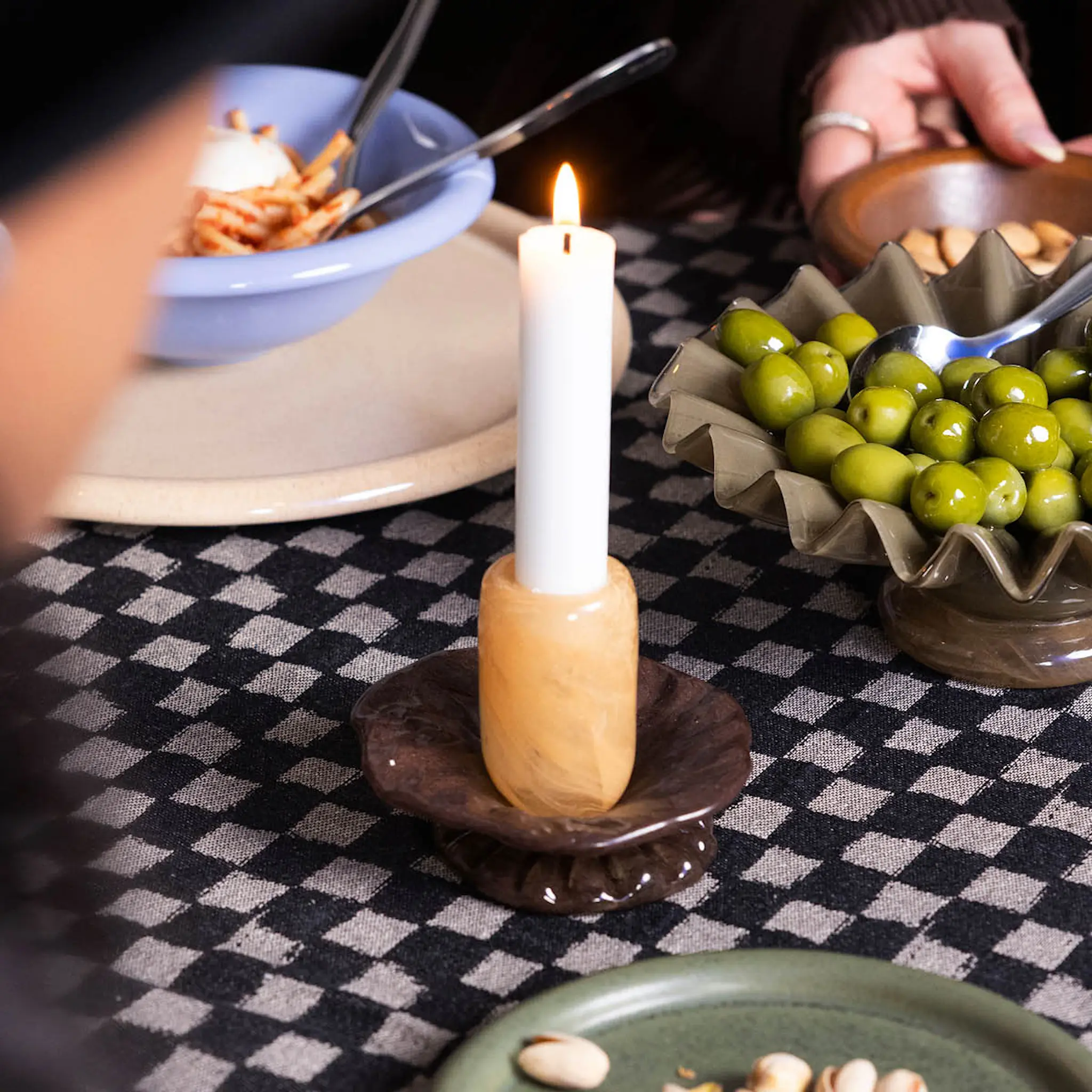 ByOn Lara XS ljusstake 9 cm orange/brun