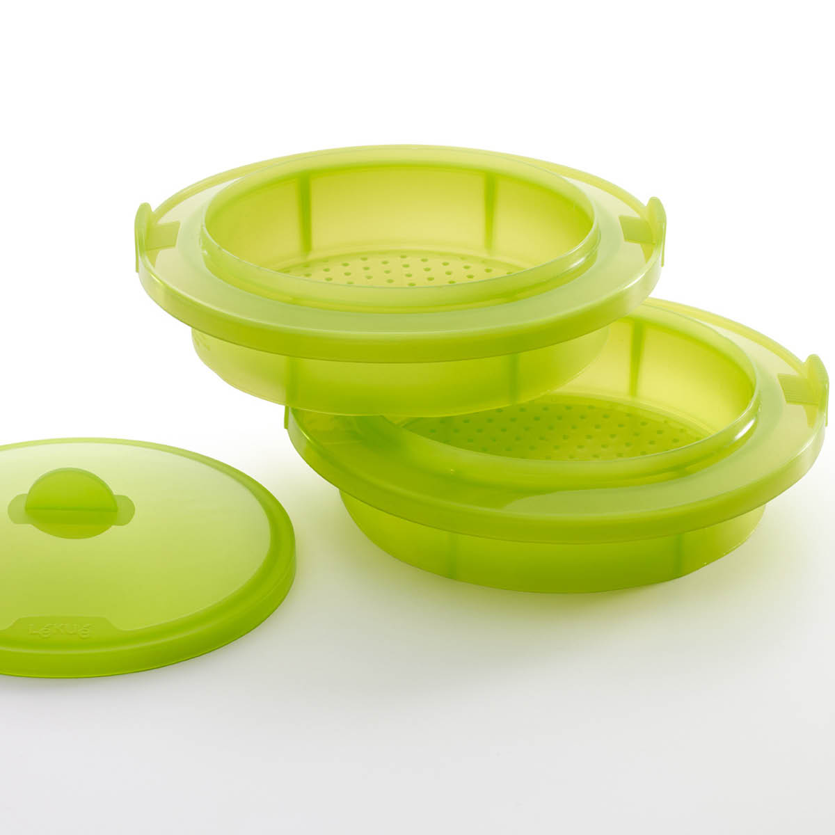 Lékué Ångkokare i silikon med 2 fack grön