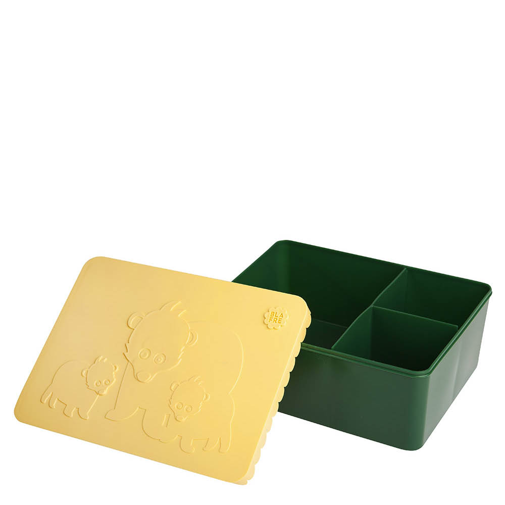 Blafre Björn matlåda plast tre fack 14x19 cm ljusgul/mörkgrön