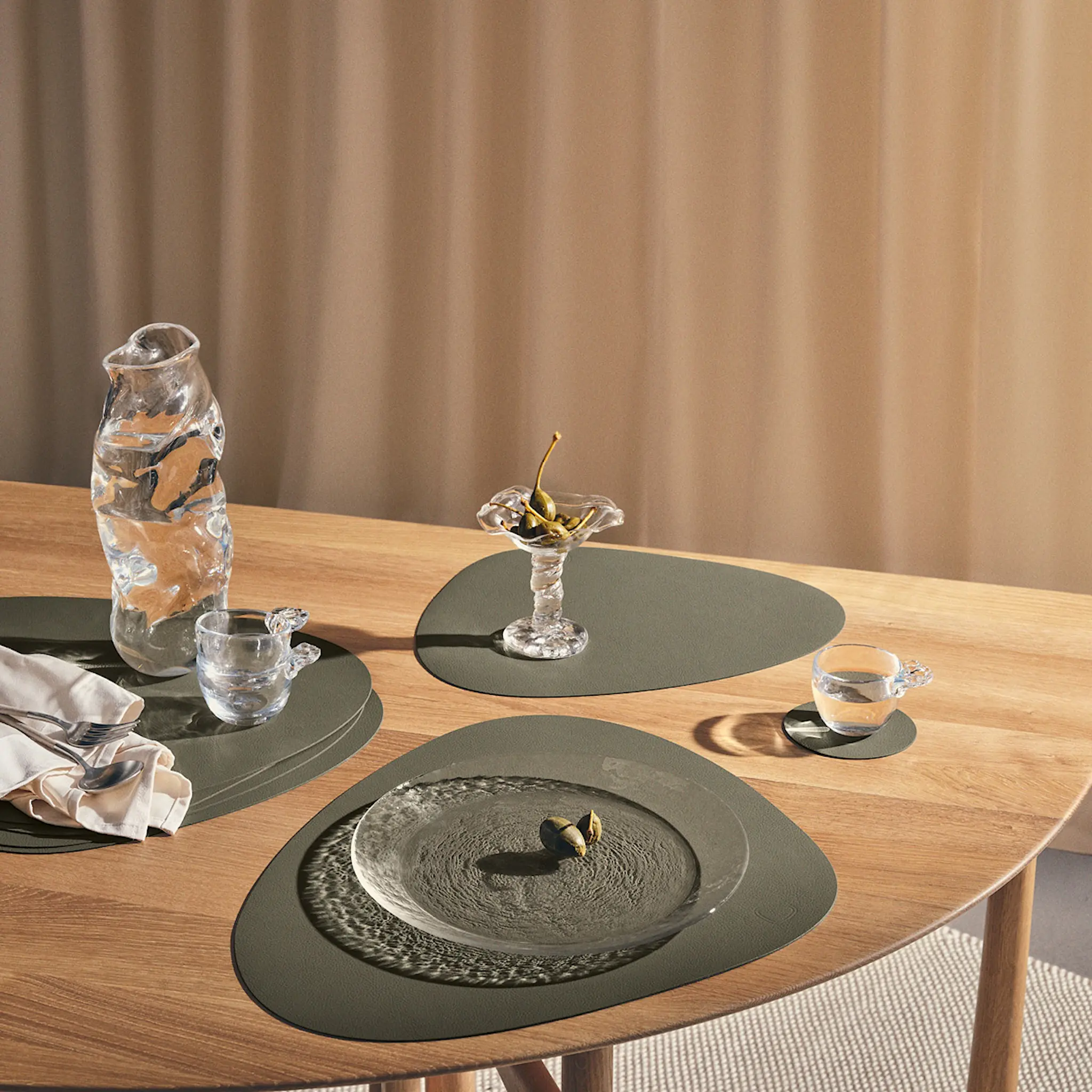 LIND DNA Leather Serene Circle Glasunderlägg 10 cm Moss