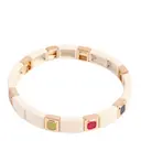 Enamel Tiles Stone Line armband vit/guld