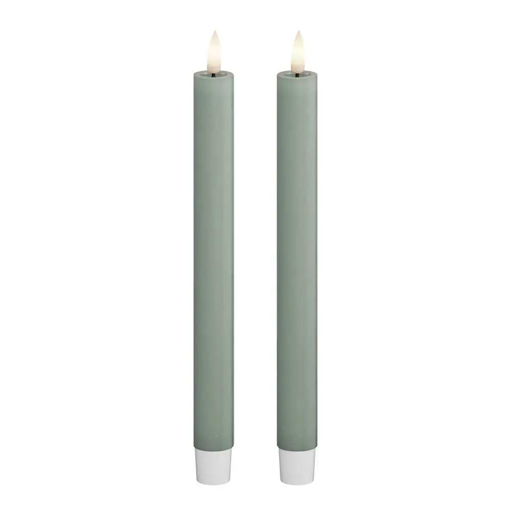 LED-kruunukynttilä 2,2 x 24 cm 2 kpl salvianvihreä