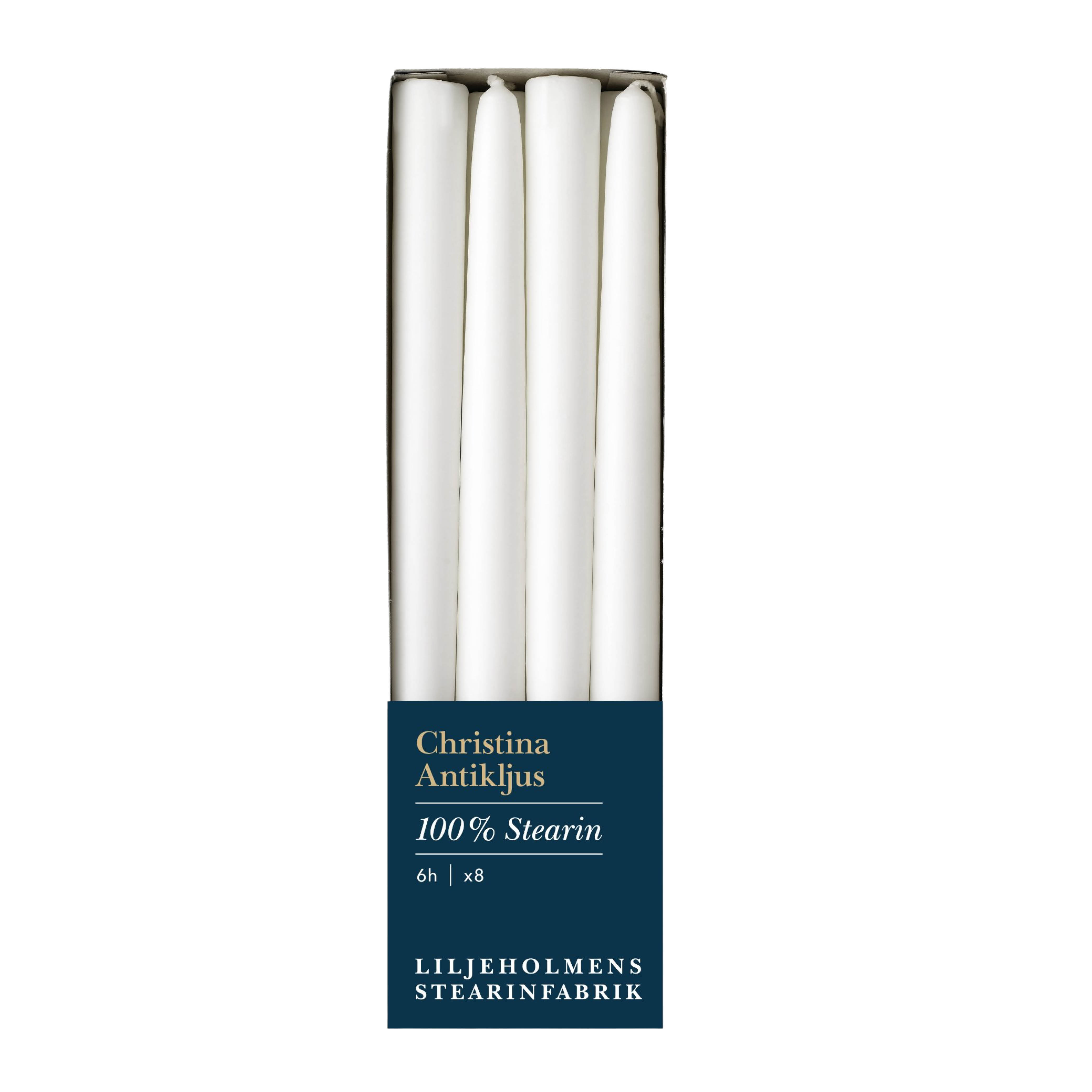 Liljeholmens Christina antikljus 26 cm 8-pack vit