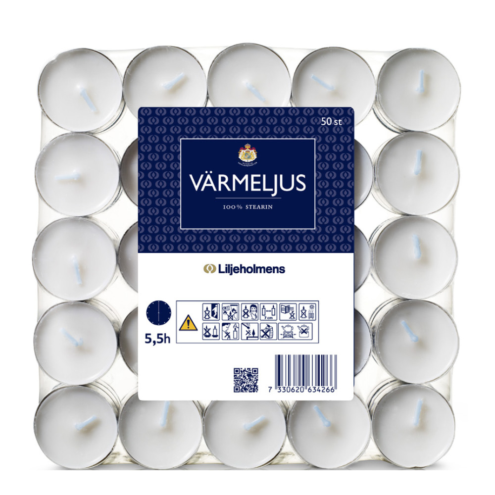 Liljeholmens - Lämpökynttilä 3,8 cm 50 kpl Valkoinen