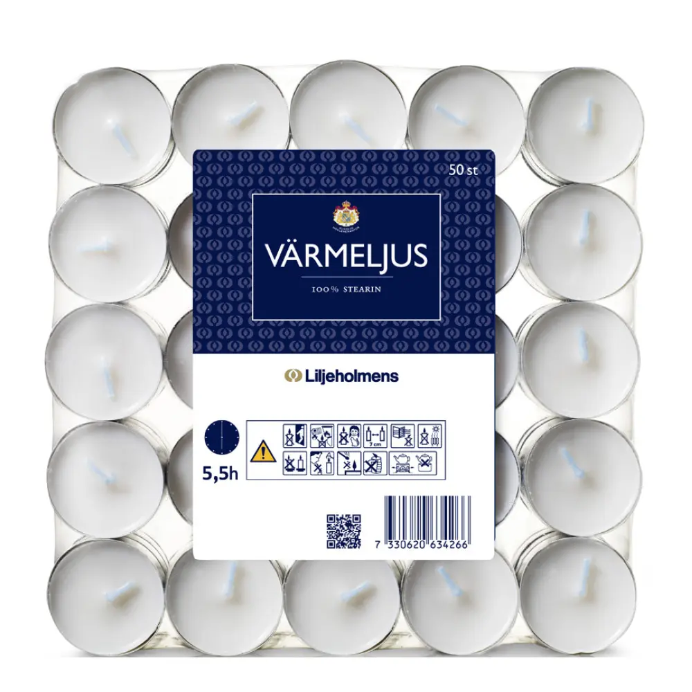 Lämpökynttilä 3,8 cm 50 kpl Valkoinen