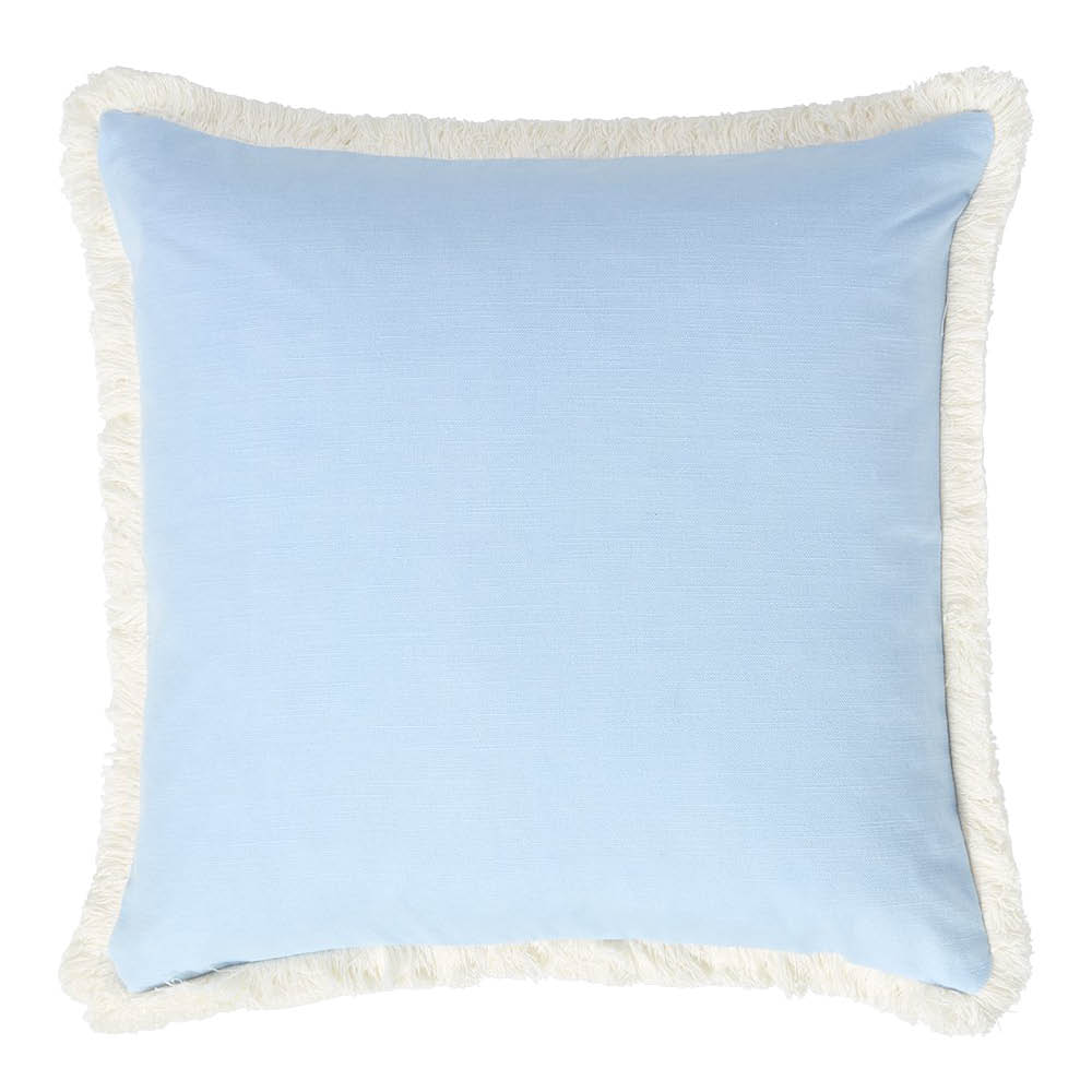 Lexington Kuddfodral linne/bomull med fransar 50x50 cm blå