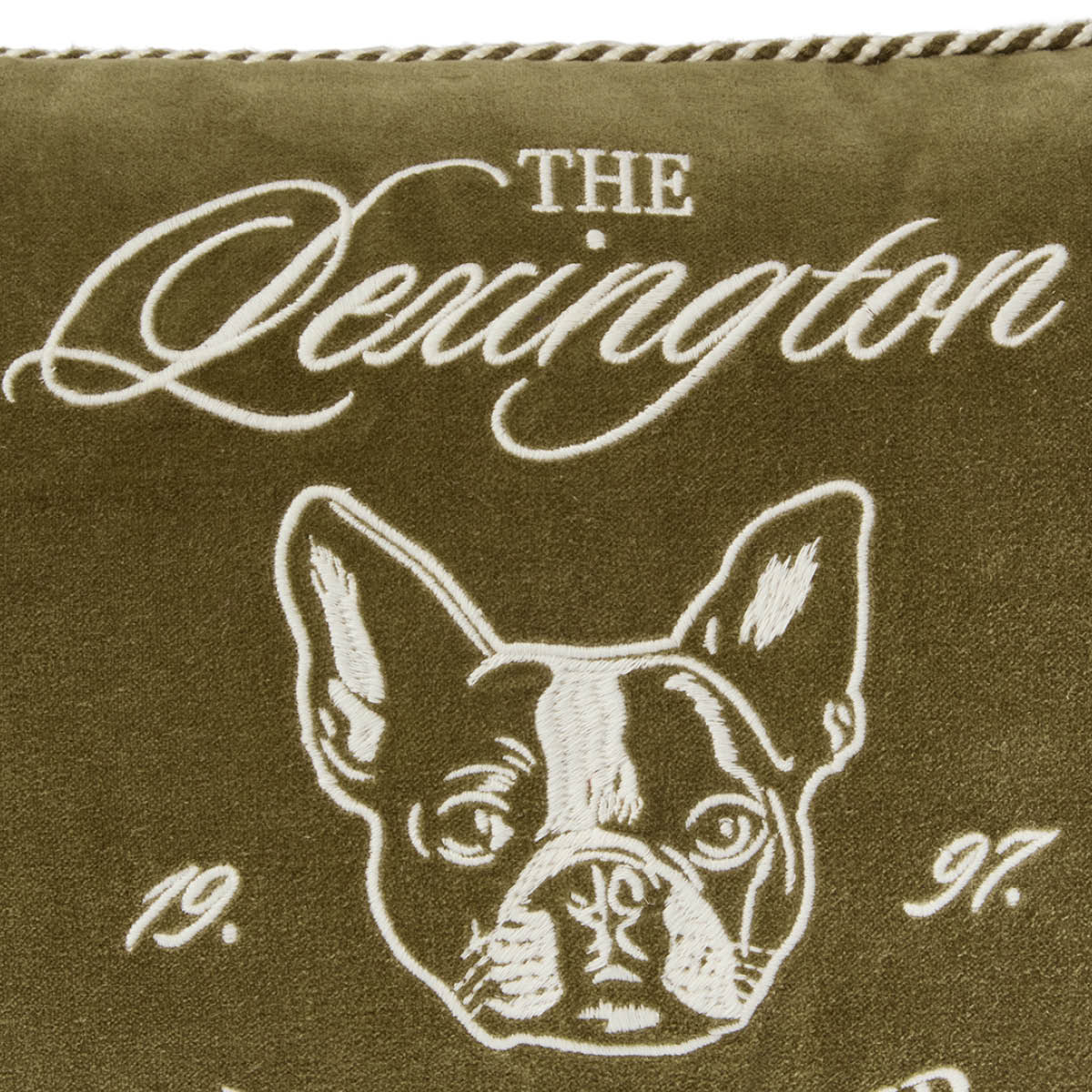 Lexington Boston Club kuddfodral sammet 50x30 cm olive/light beige