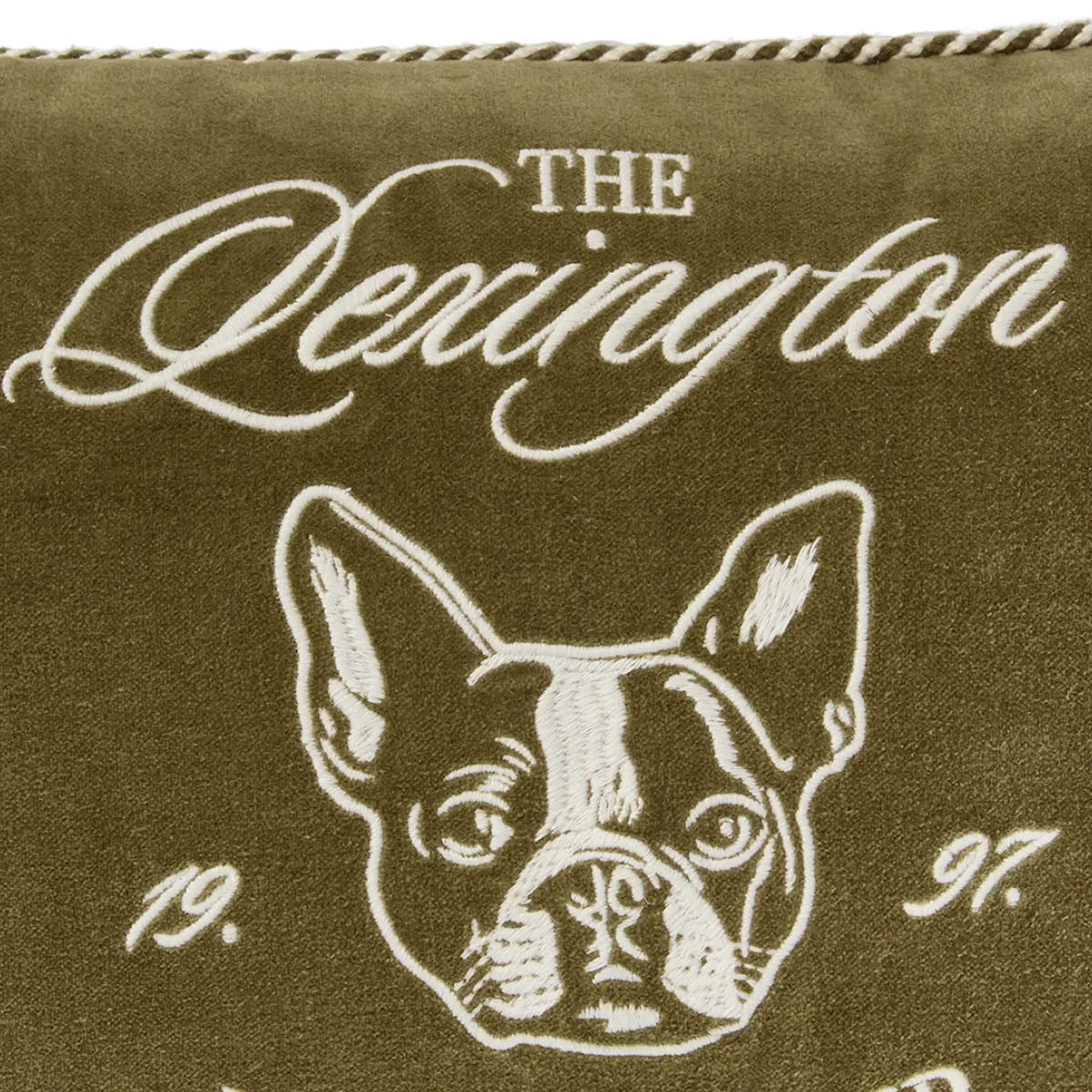 Lexington Boston Club kuddfodral sammet 50x30 cm olive/light beige