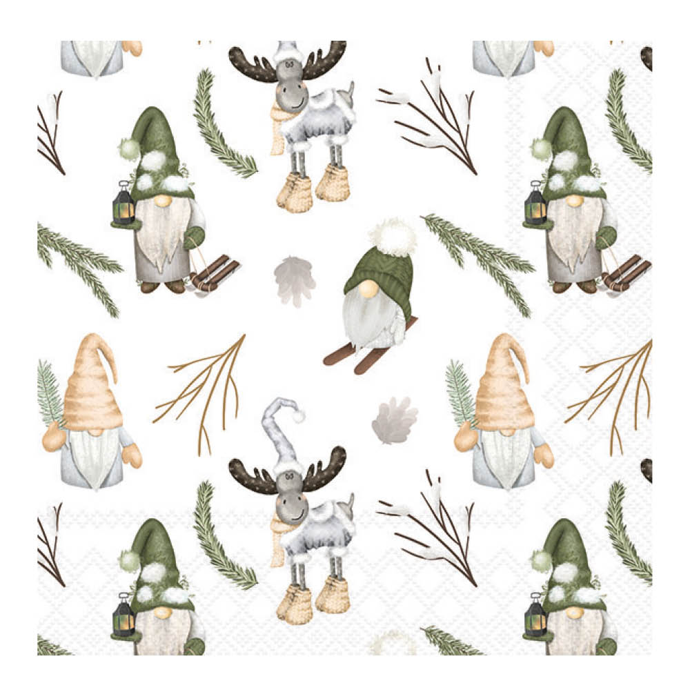 Ambiente Serviett 33x33 cm 20 stk Forest Gnomes