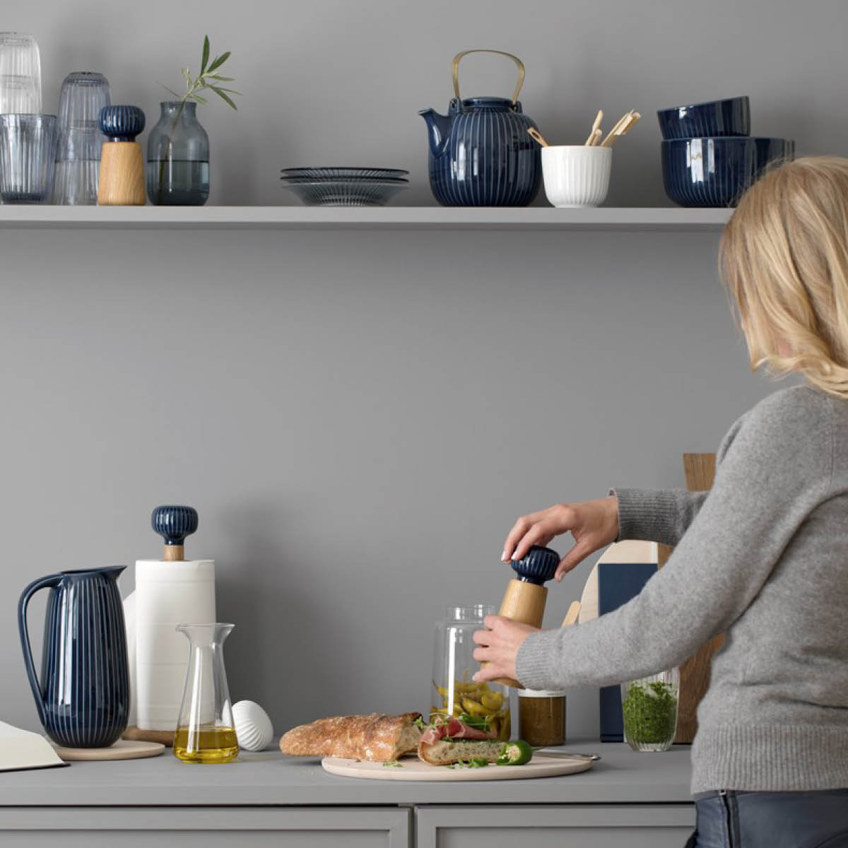 Kähler Hammershøi krydderkvern 18 cm indigo