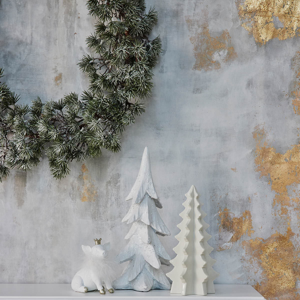 Lene Bjerre Vintia krans 55x10 cm grønn/hvit