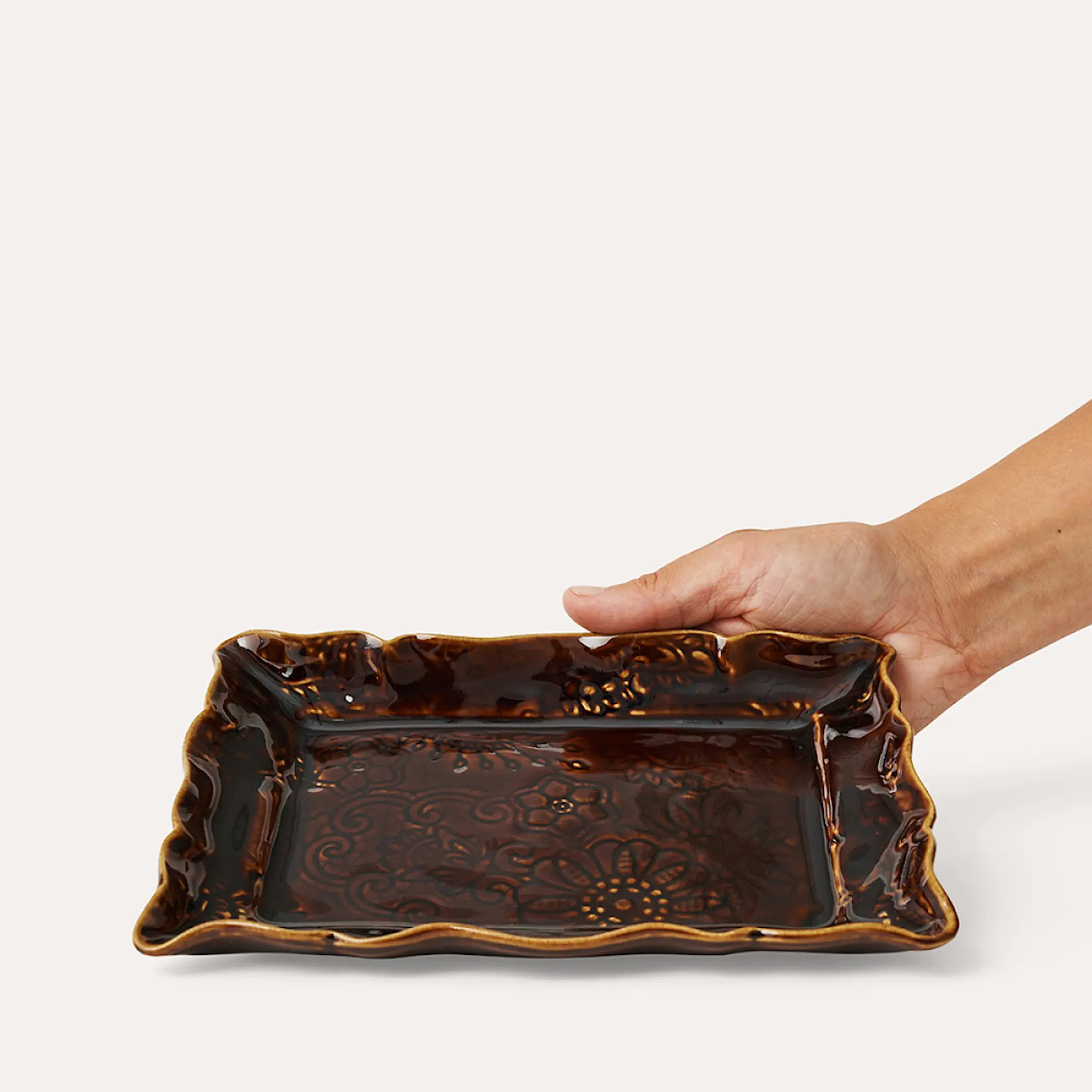 Sthål Arabesque assiett 19x13 cm coffee
