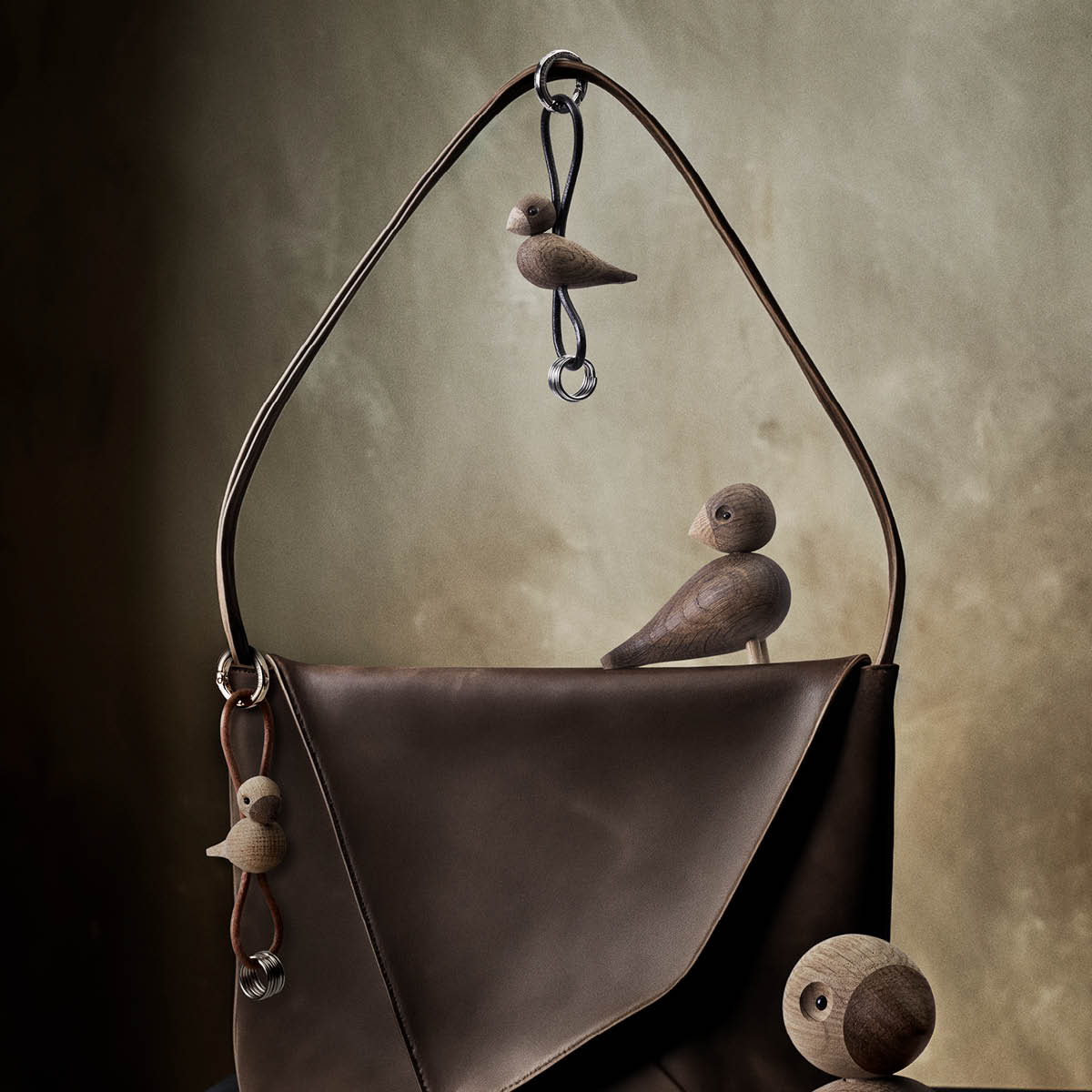 Kay Bojesen Denmark Fugl nøkkelring 6x45x3 cm gull/natur/eik