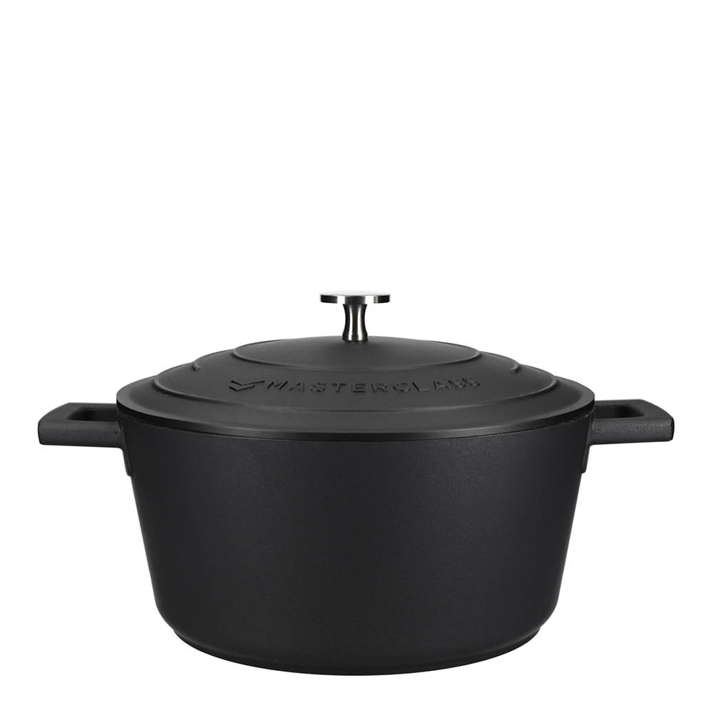 MasterClass Cast Aluminium gryta 4 L med självösande lock svart