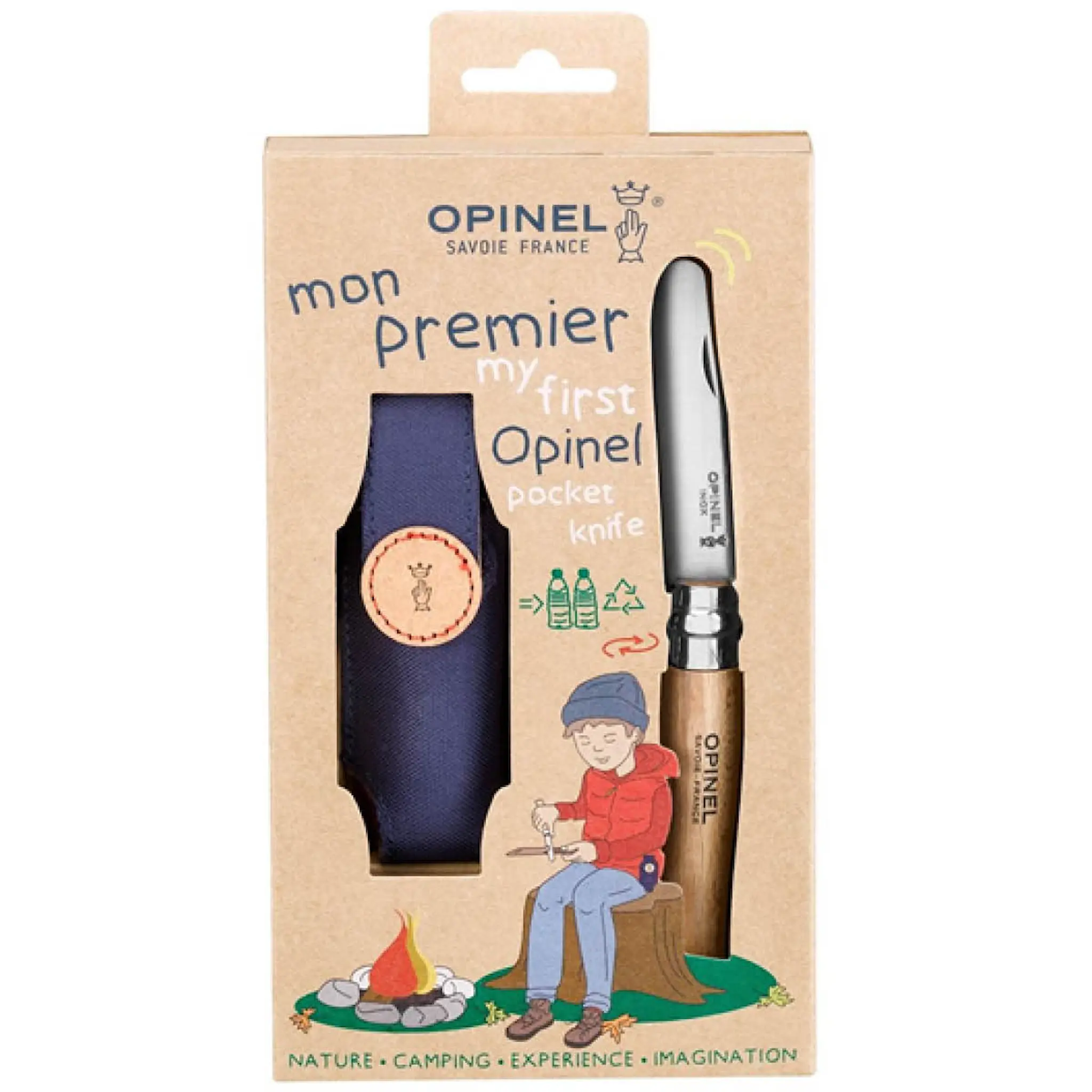 Opinel My First Opinel fällkniv barn med bältesfodral 8 cm bok