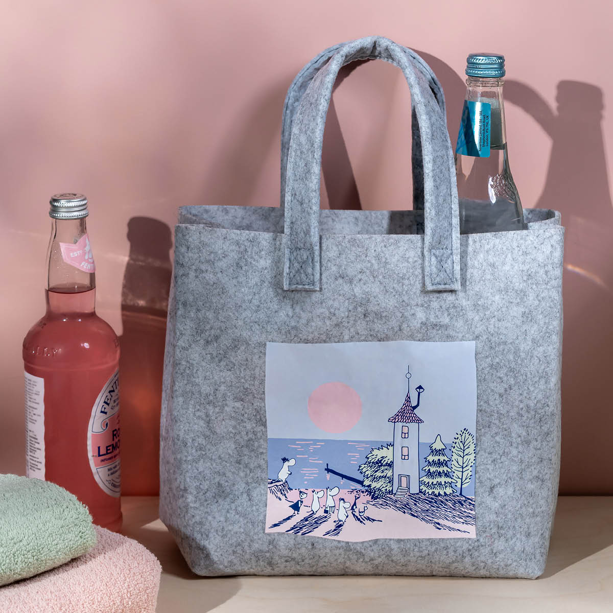 Muurla Mumin tygpåse Solnedgång 25x25 cm grå