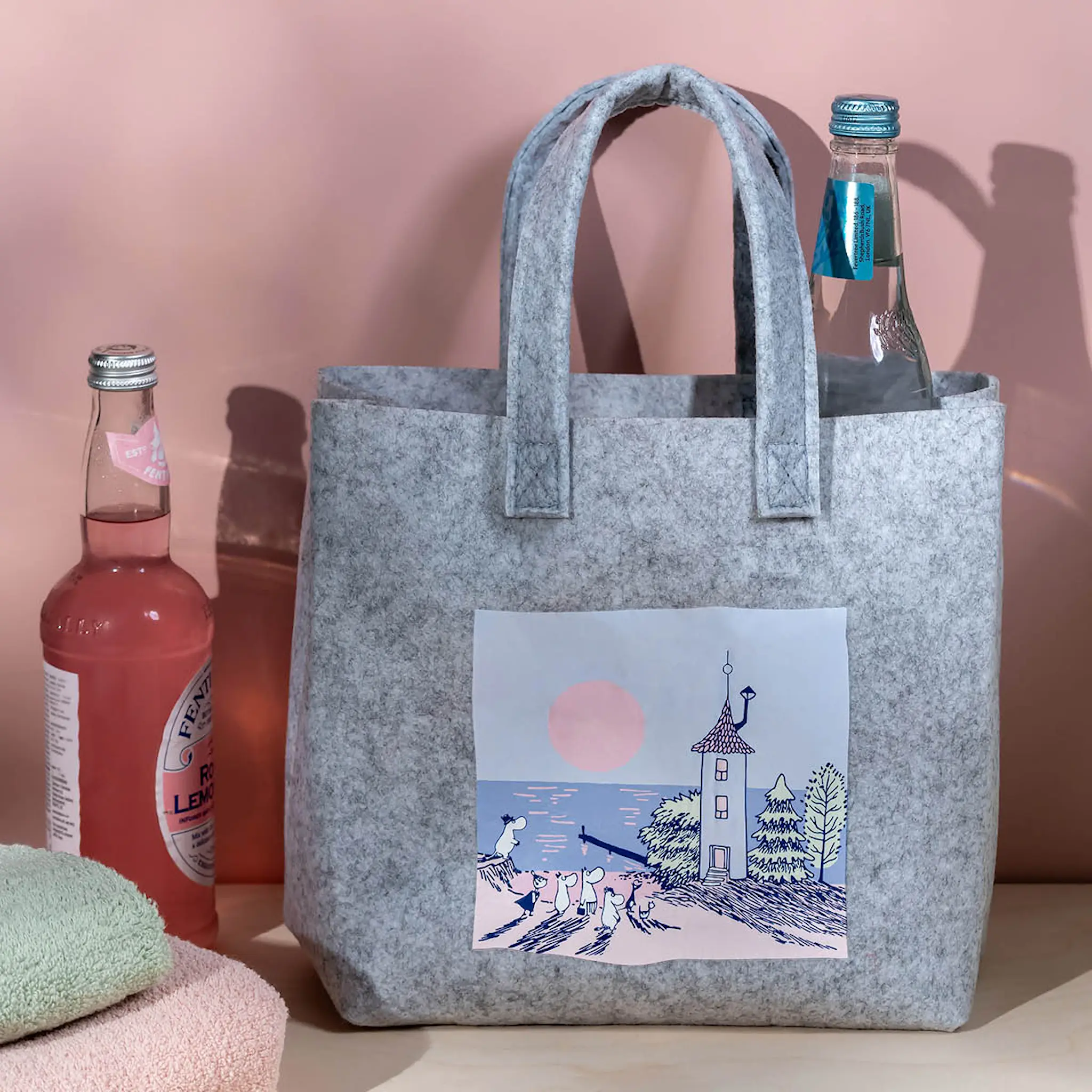 Muurla Mumin tygpåse Solnedgång 25x25 cm grå