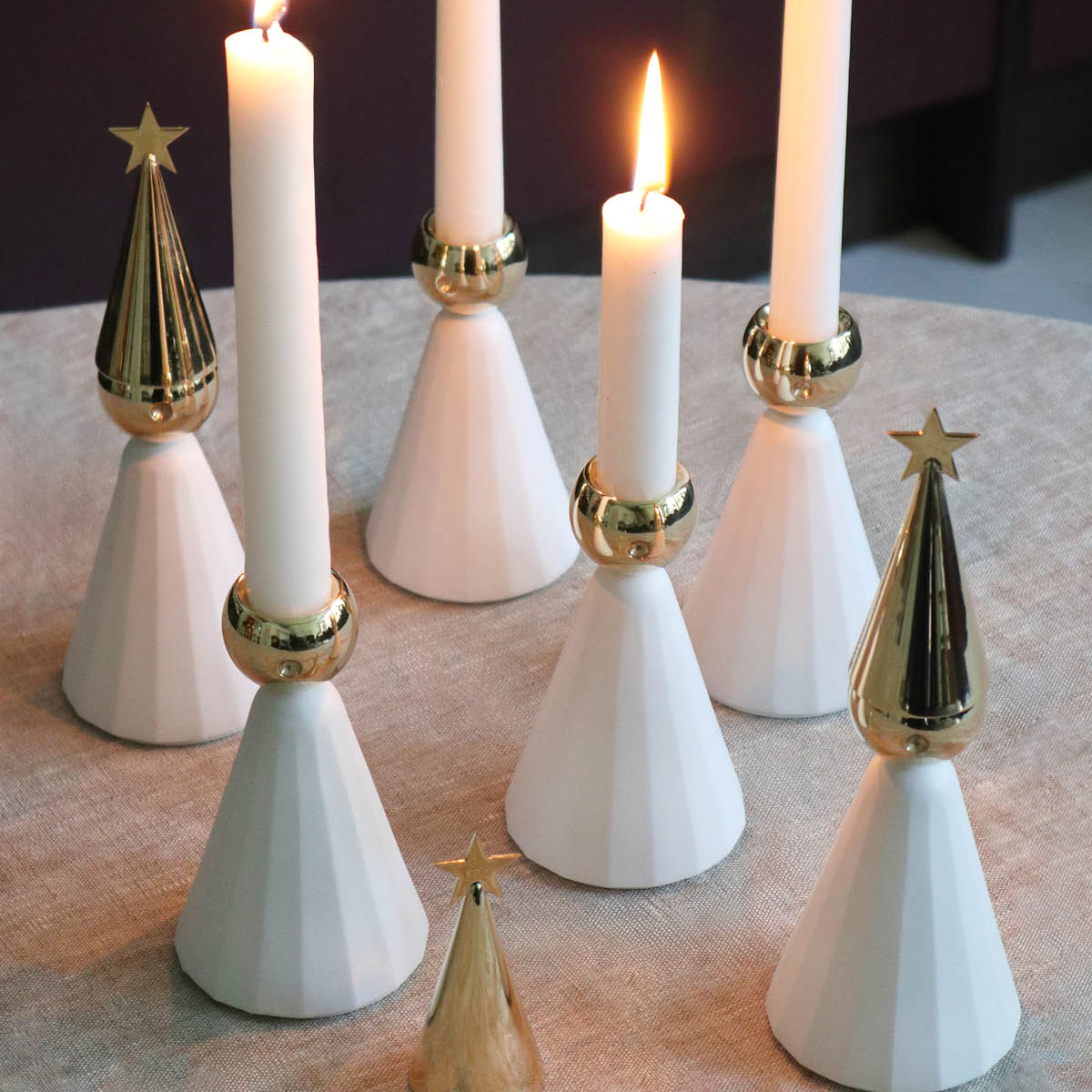 Klong Soprano ljusstake 20 cm vit/mässing