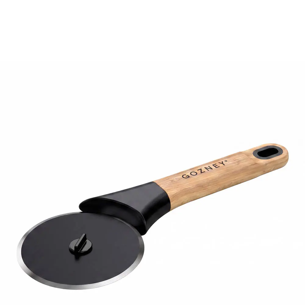 Pizzaskjærer 23 cm karbonstål/tre