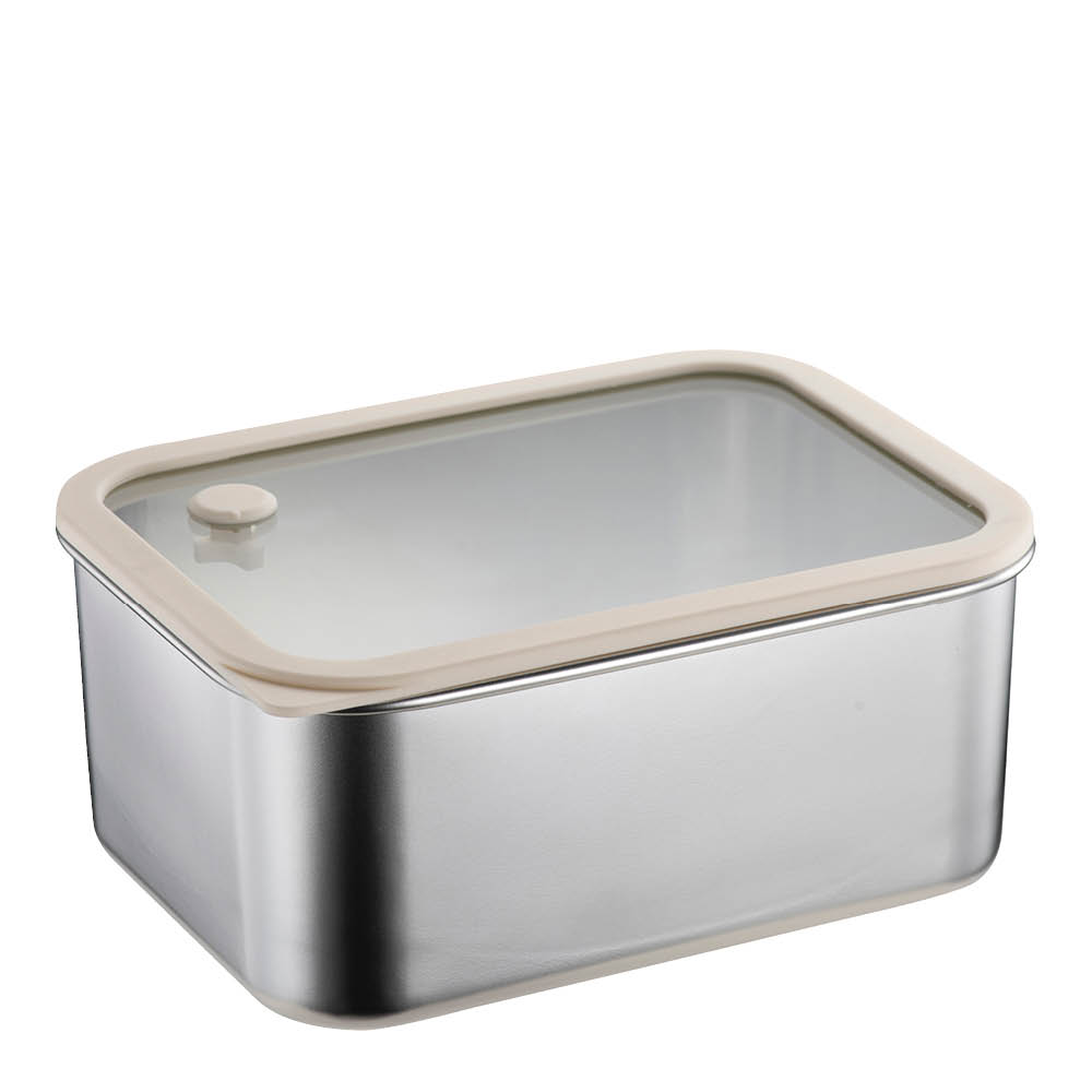 Modern House Smart Seal förvaringsburk 1,1 L stål/beige