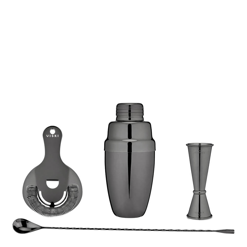 Viski Mixologist barset med 4 delar gunmetal