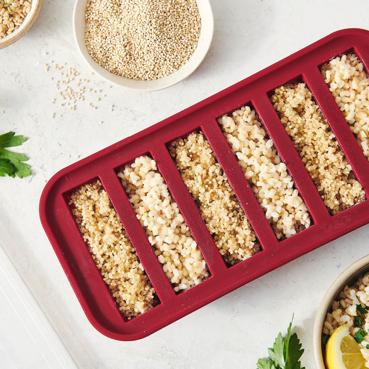 Souper Cubes Matförvaring med silikonlock half-cup 6×125 ml cranberry