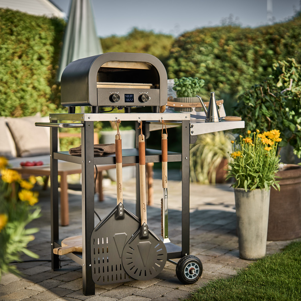 Sabor Napo pizzaspade 70x30 cm gun metal/natur