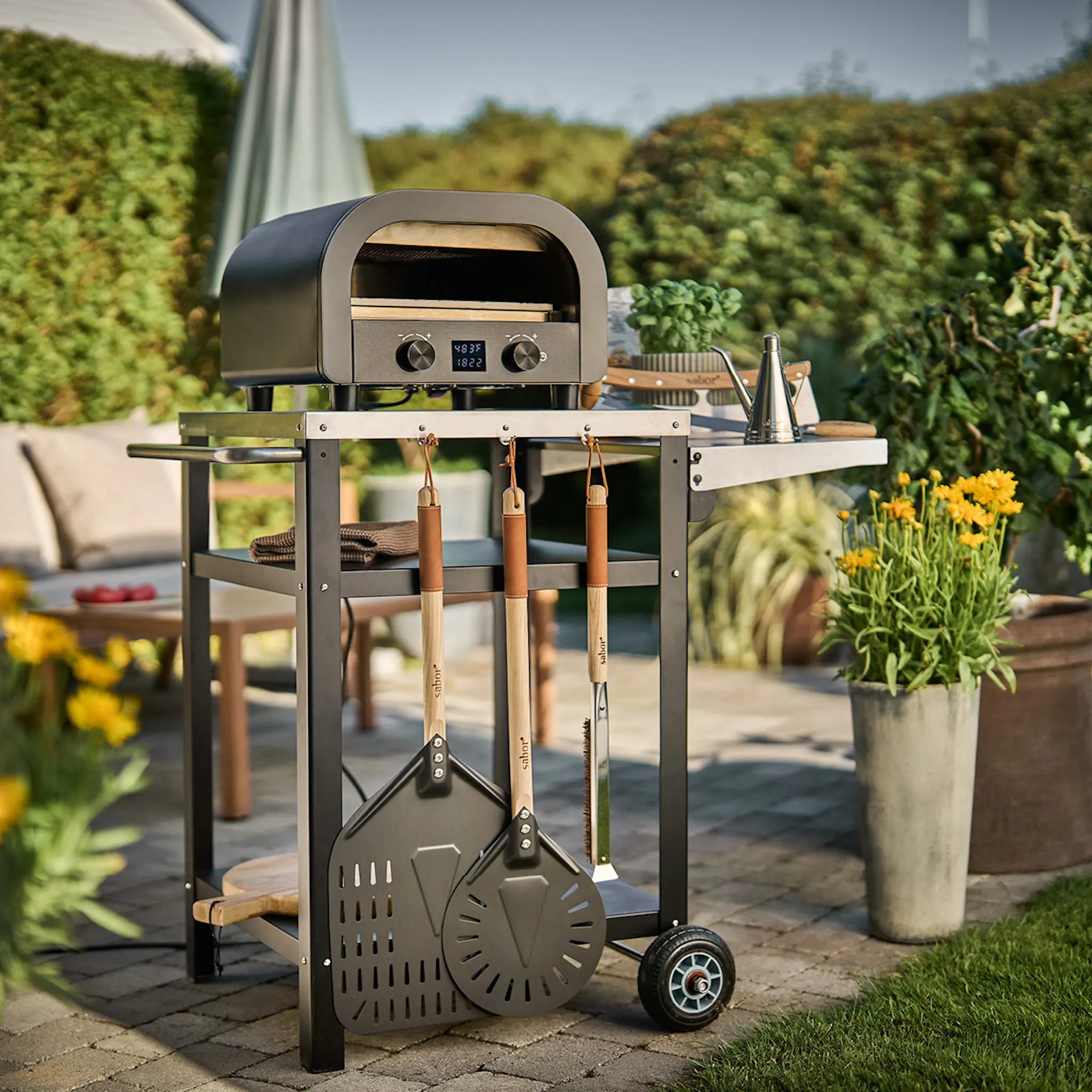 Sabor Napo pizzaspade 70x30 cm gun metal/natur