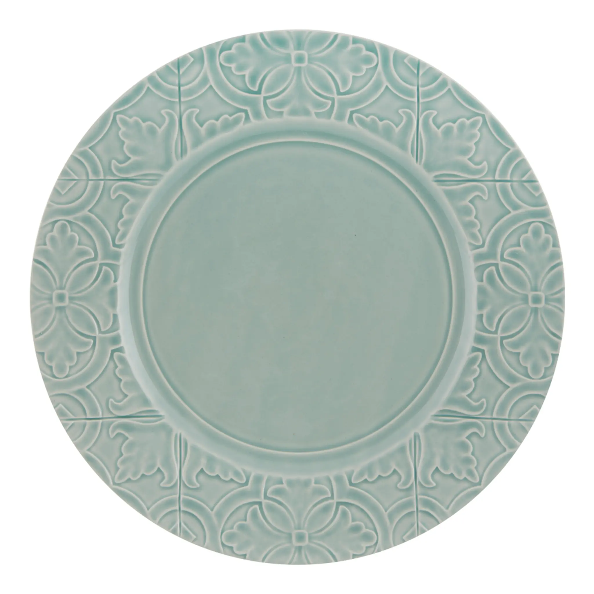 Bordallo Pinheiro Rua nova tallrik flat 28 cm aqua