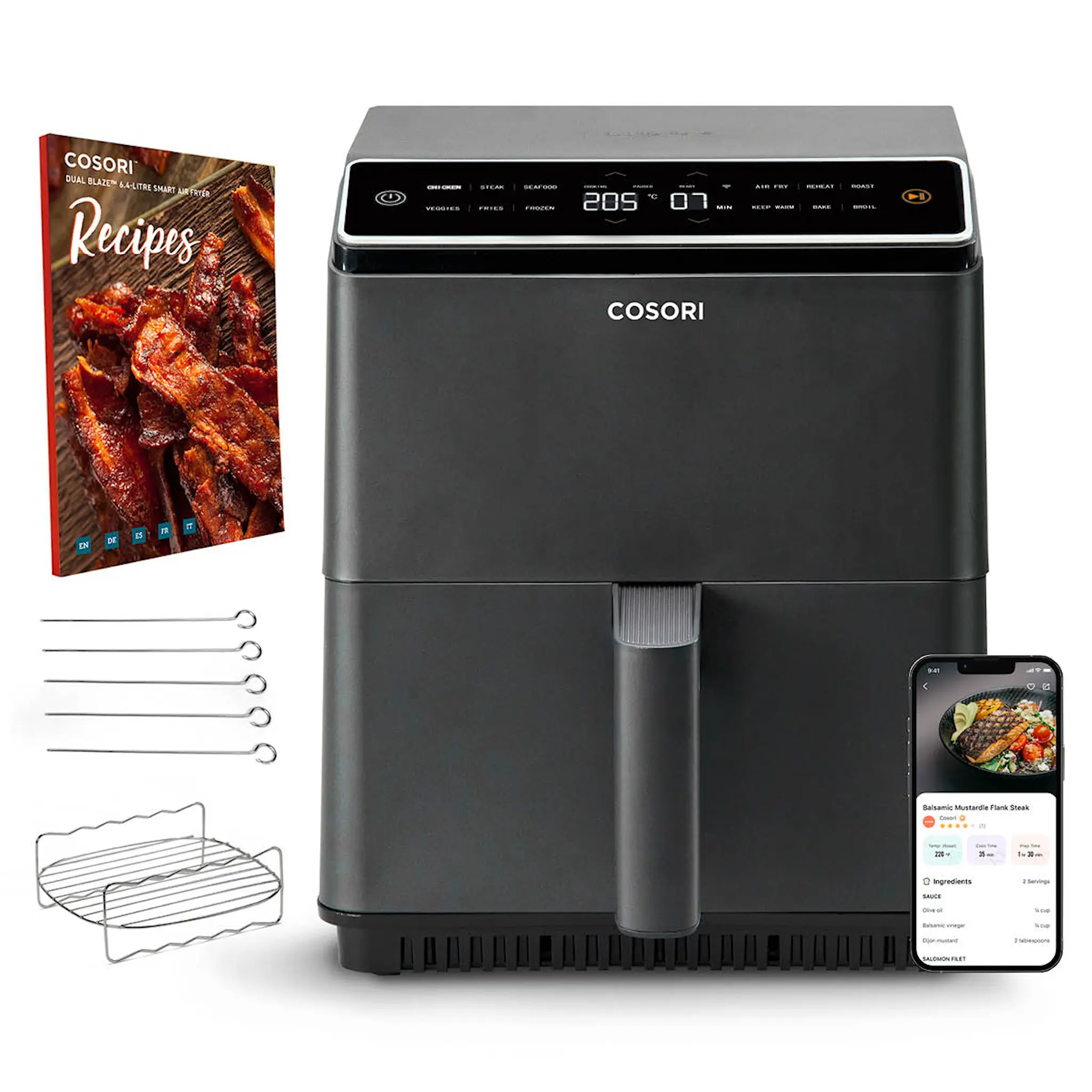 Cosori Dual Blaze airfryer 6,4L/2,5 kg mörkgrå