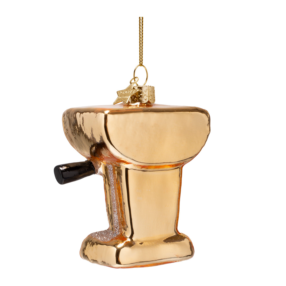 Vondels Authentic julhänge i glas 9 cm Kaffemaskin guld