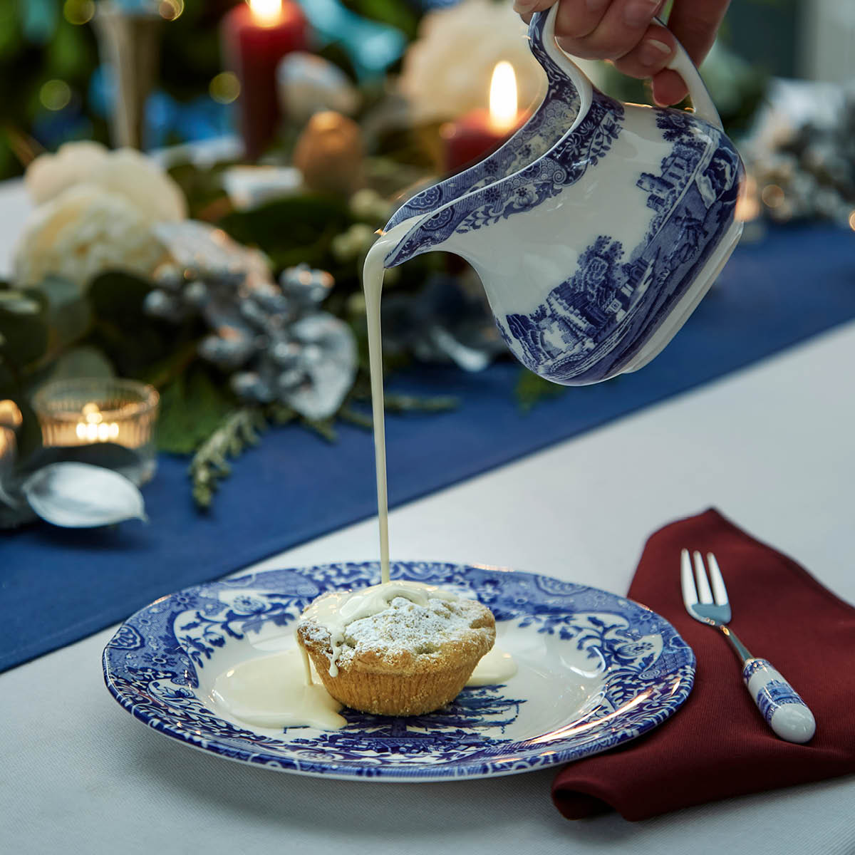 Spode Blue Italian Christmas Tree tallrik 20 cm blå/vit