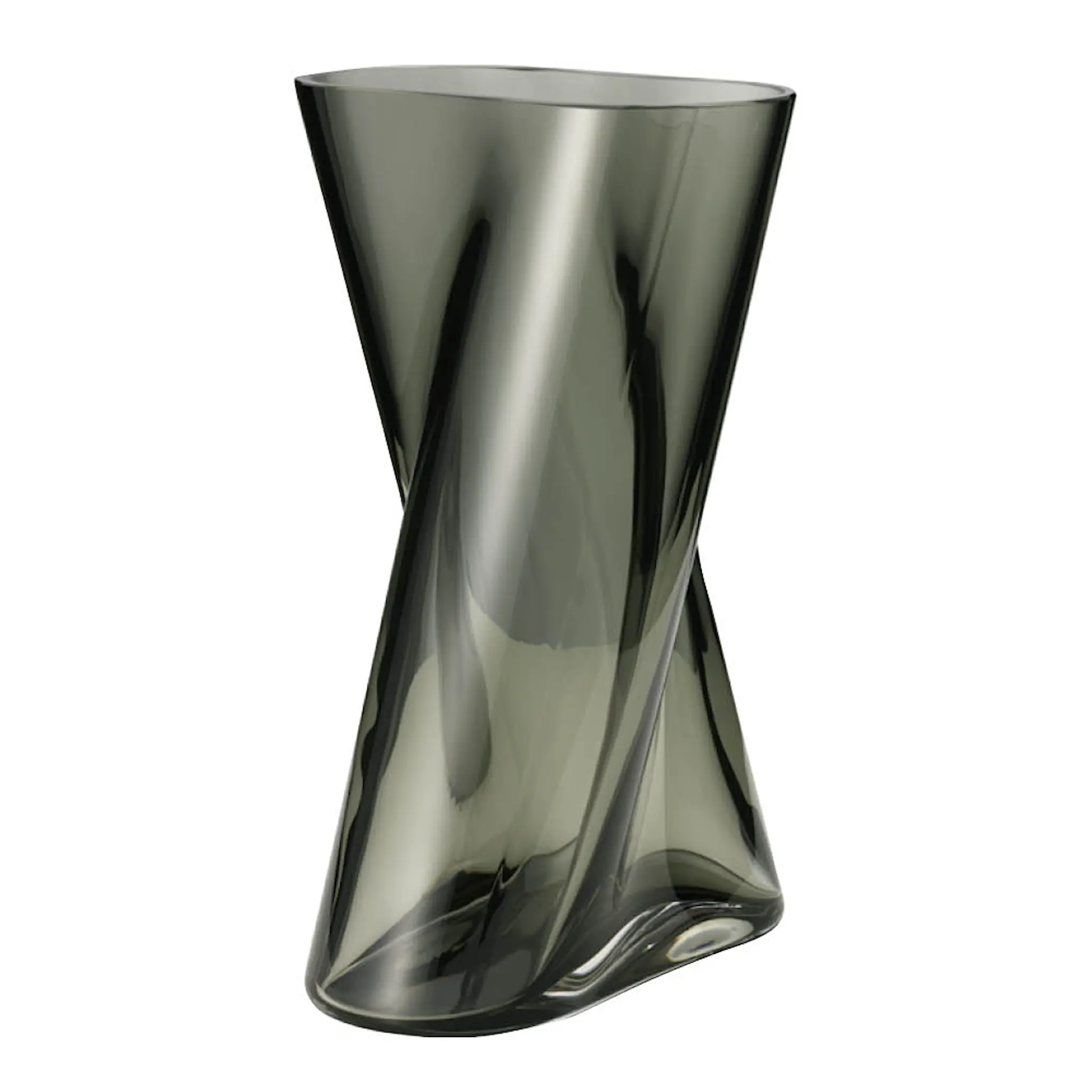 Georg Jensen Lituus vase medium 24 cm røkfarget glass