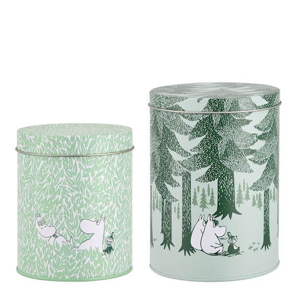 Mumin plåtburk set 2 delar 11+15 cm Skog