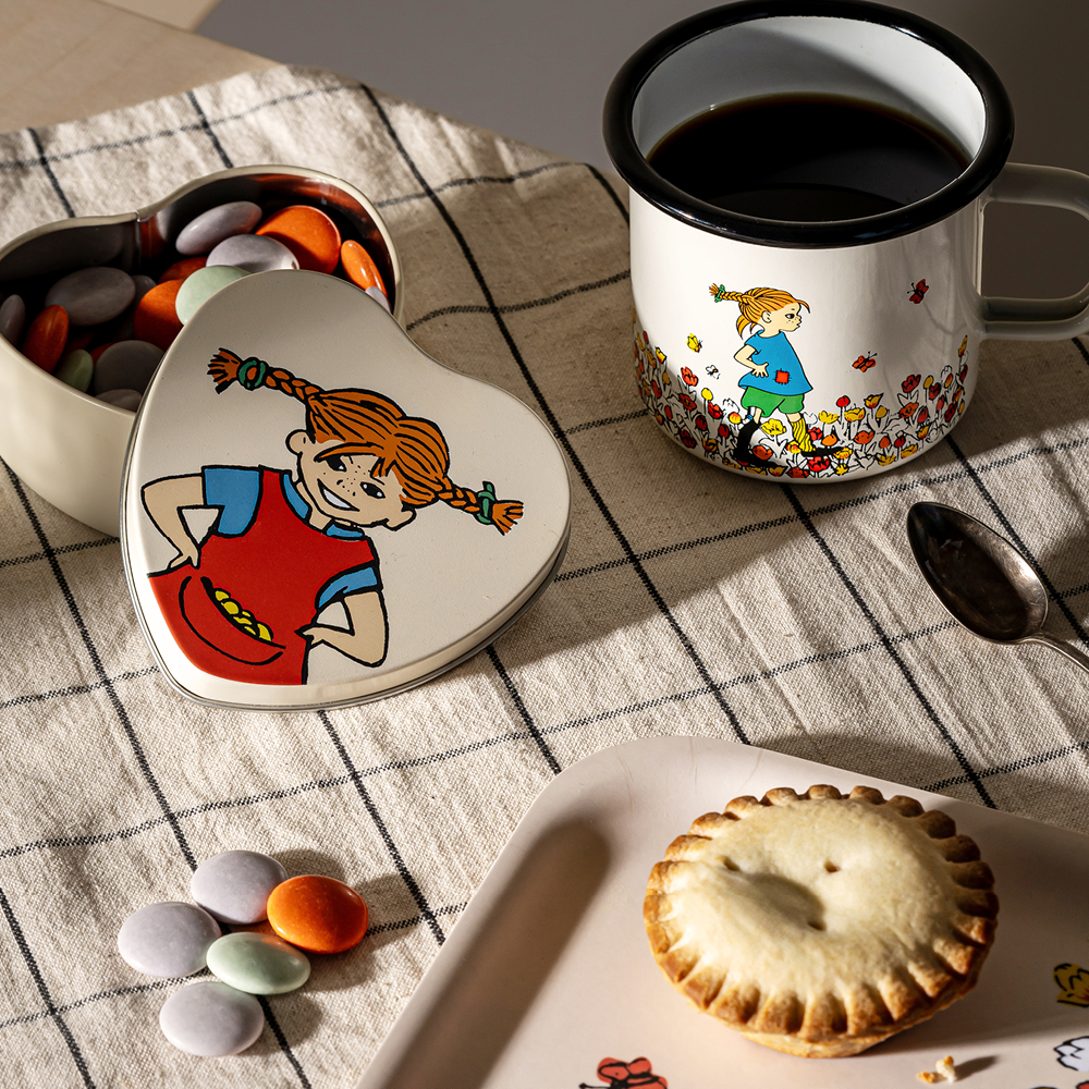 Muurla Be more Pippi plåtburk 10x4 cm hjärta beige