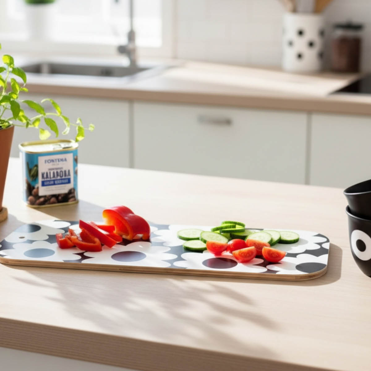 Rotor Design Flora skjærebrett 40x70 cm svart/hvit
