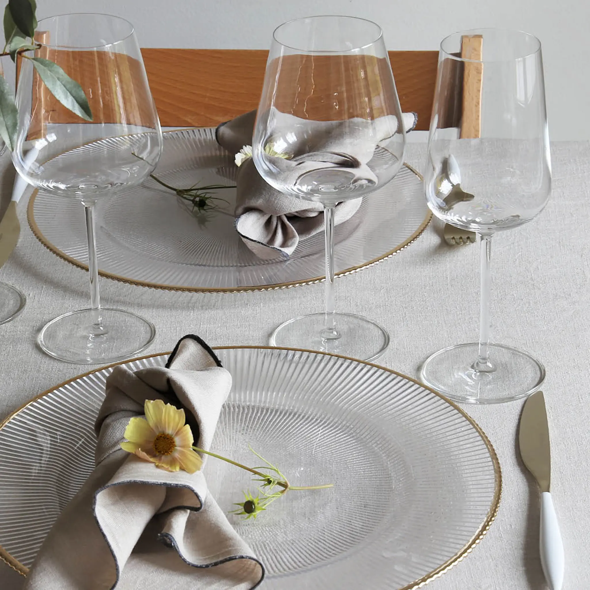 Stiernholm Plisse Undertallrik 33 cm klar/guld
