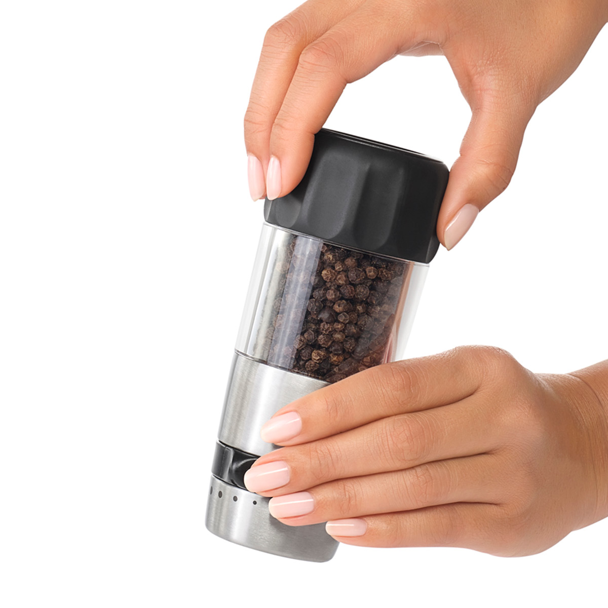 Oxo Pepparkvarn spillfri 14 cm stål/svart