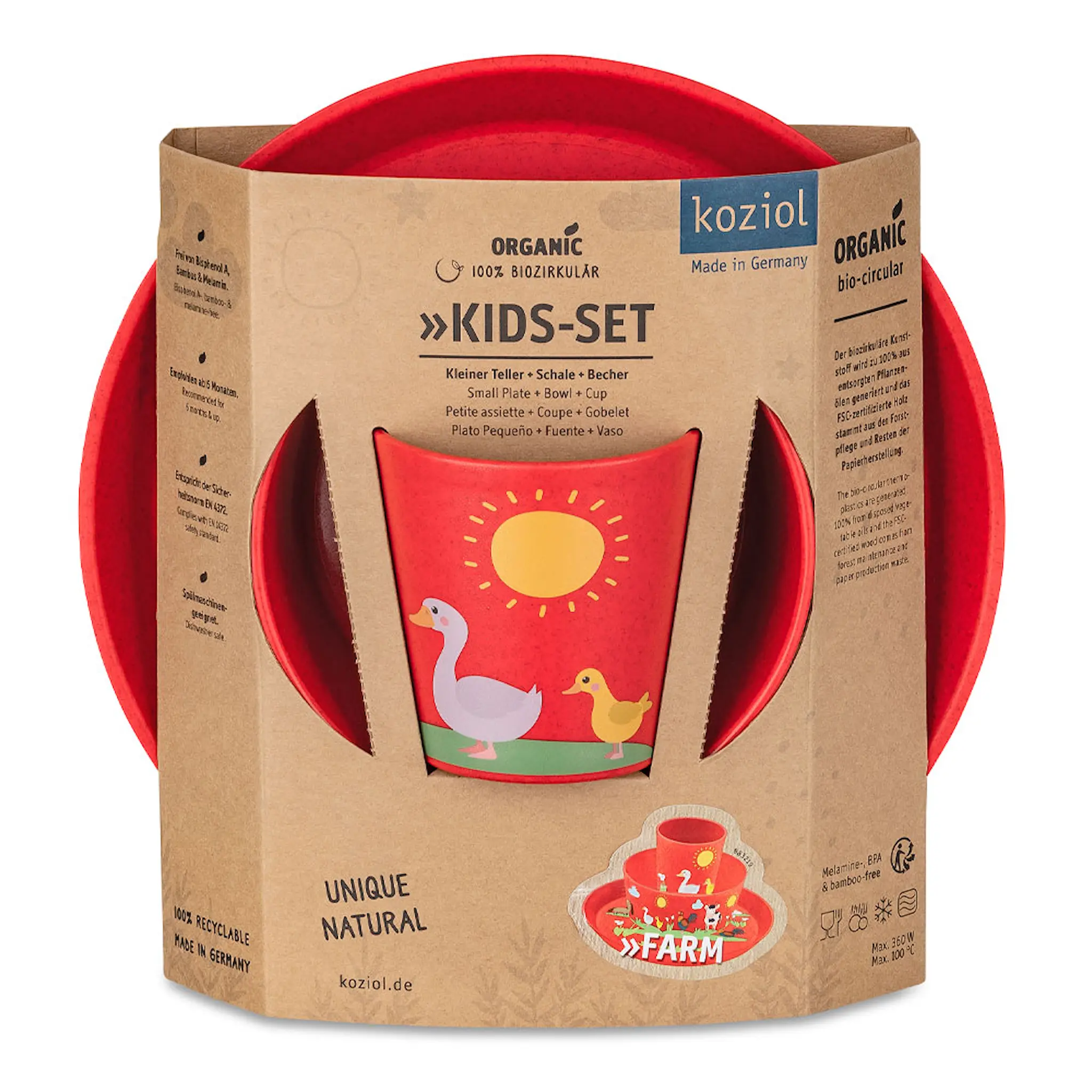 Koziol Connect Servis 3 delar Tallrik Skål Mugg Bondgård