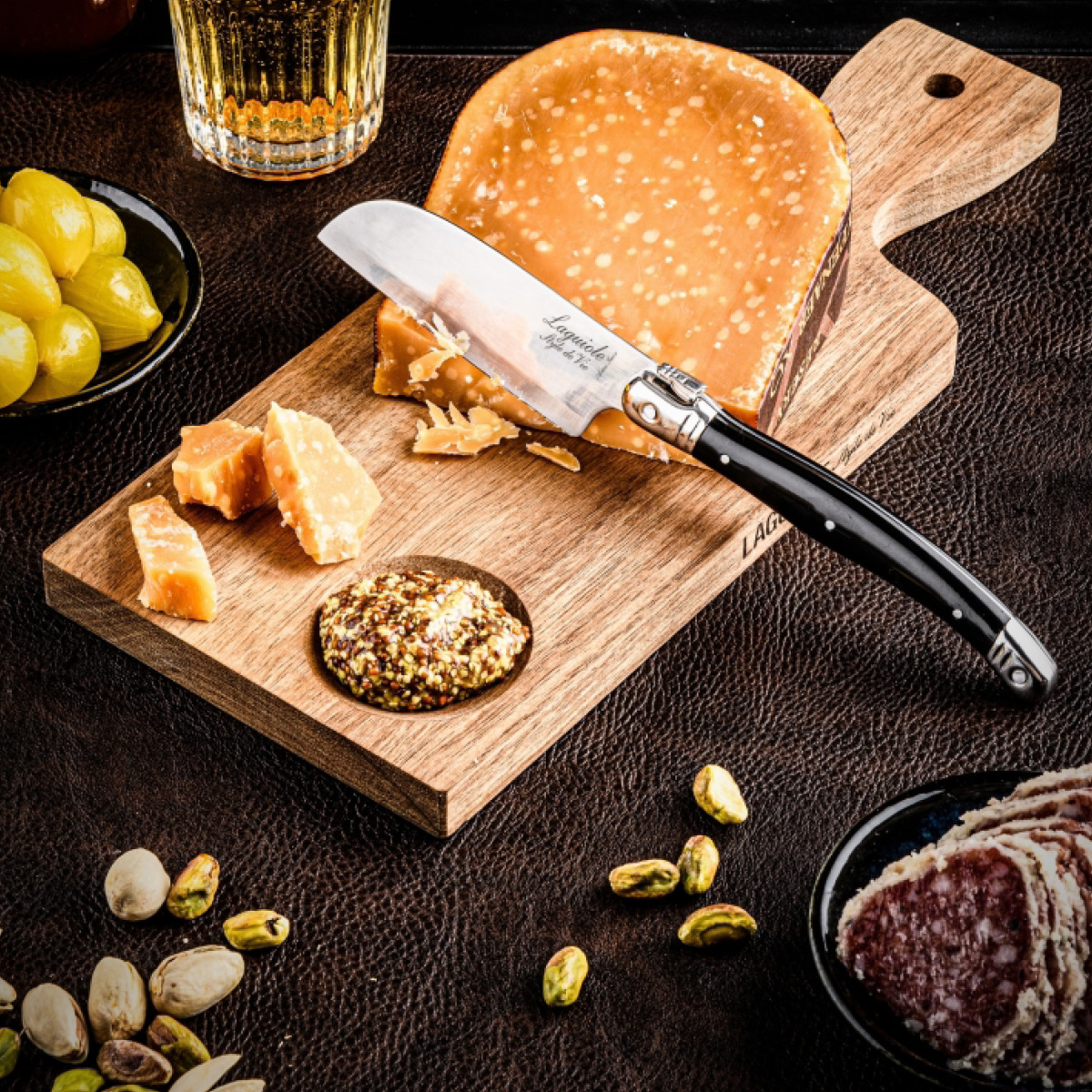 Laguiole Style de Vie Skjærebrett/ostekniv santoku 2 stk svart