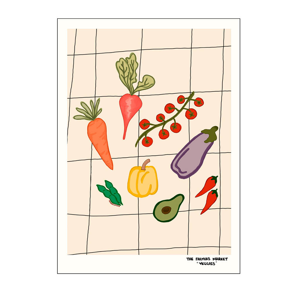 Poster & Frame - Engberg Studio Juliste 30x40 cm Farmers market veggies