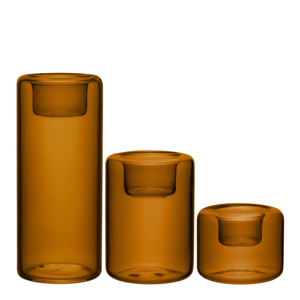 Kosta Boda - Happy tuikkulyhdyt 6,8/10,5/15 cm 3-pack meripihka